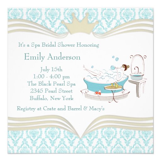 Spa Bridal Shower Spa Party Invite
