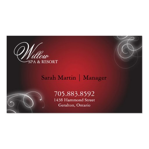 Spa Business Card Elegant Flourish Glow (back side)