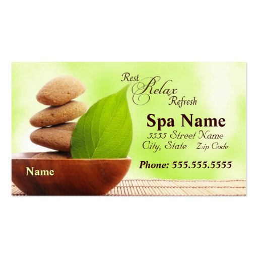 Spa Business Cards (front side)