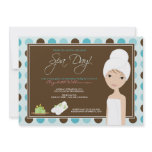Spa Day Polka-dots Bridal Shower Invite (aqua)