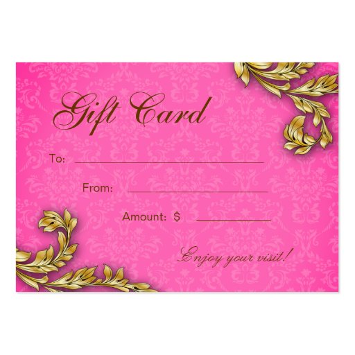 Spa Gift Card Elegant Gold Leaf Pink Business Cards