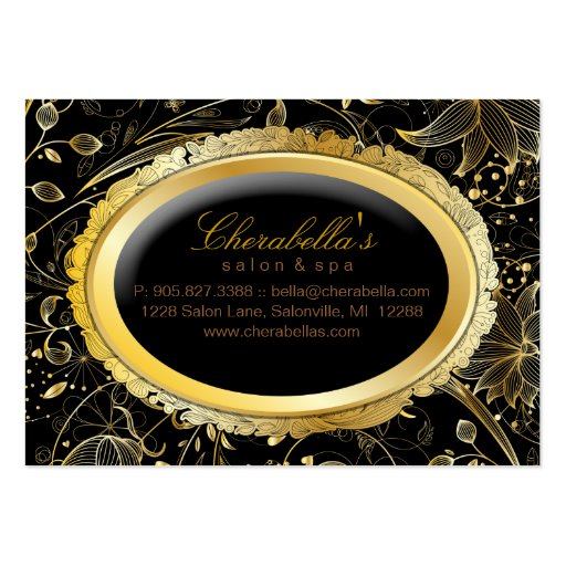 Spa Gift Card Spa Elegant Gold Floral Black Business Card Templates (front side)