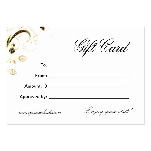 Spa Gift Card Spa Elegant Gold Floral Black Business Card Templates (back side)