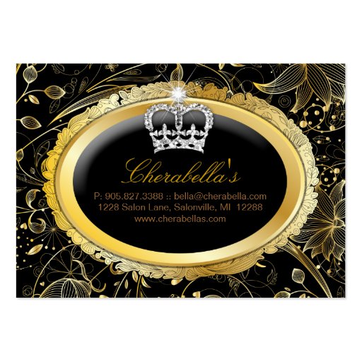 Spa Gift Card Spa Elegant Gold Floral Crown Business Card (front side)