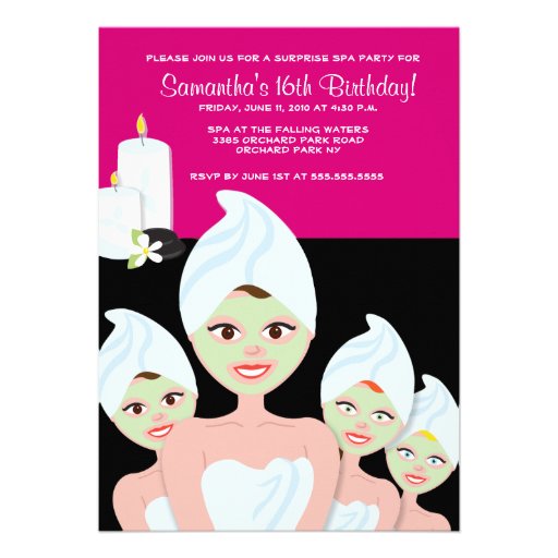 SPA Girls PARTY Birthday or Bridal Shower 5x7 Custom Invite