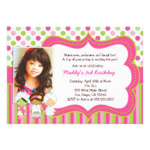 Spa Manicure Pedicure Birthday Party invitations