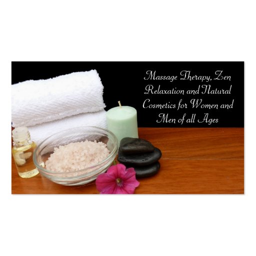 Spa/Massage/Pedicure Salon Scene Black/Color Business Card Templates (back side)