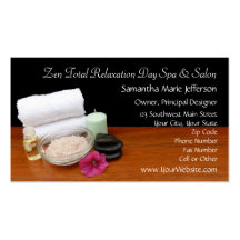 Spa/Massage/Pedicure Salon Scene Black/Color Business Card Templates