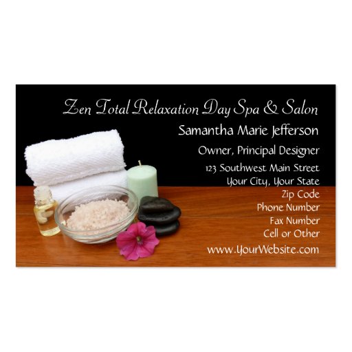 Spa/Massage/Pedicure Salon Scene Black/Color Business Card Templates