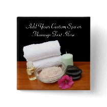 Spa/Massage/Pedicure Salon Scene Black/Color Button