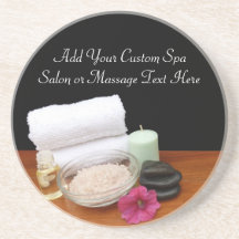 Spa/Massage/Pedicure Salon Scene Black/Color Beverage Coaster