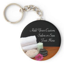 Spa/Massage/Pedicure Salon Scene Black/Color Key Chain