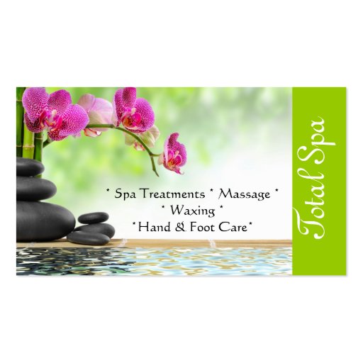 Spa Massage Salon Business Card Green (front side)