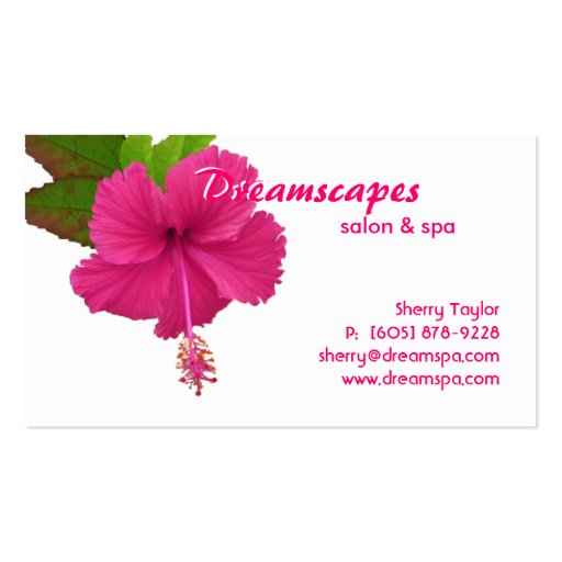 Spa / Massage Therapy Flower Business Card (front side)