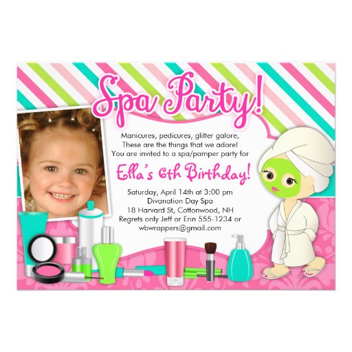 Spa / Pamper/ Glamor Party Invitations with Photo