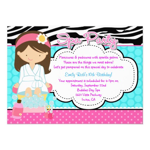 Spa Party Invitation (front side)