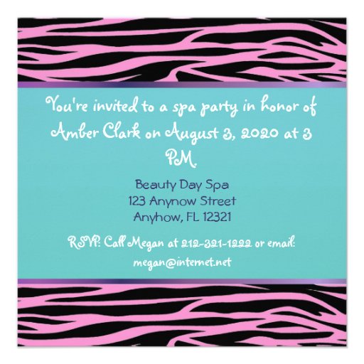 Spa Party Invitations