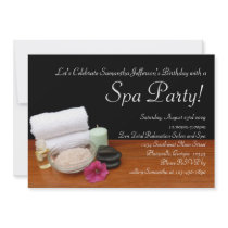 Spa Party Invitations, Salon Scene Black/Color