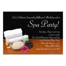 Spa Party Invitations, Salon Scene Black/Color