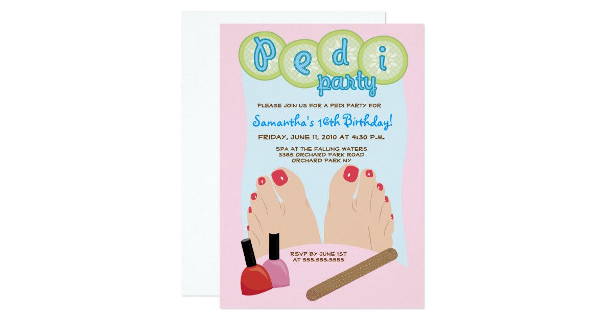 SPA PEDICURE Pedi Party Invitation 5x7 | Zazzle