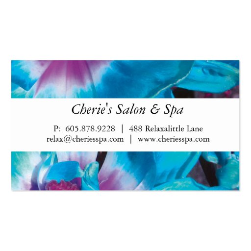 Spa - Salon Blue Flower Business Card (front side)