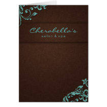 Spa Salon Brochure Blue Brown Linen Floral 2 cards