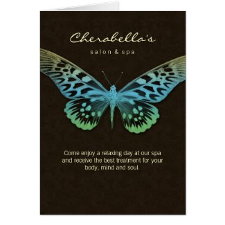 Spa Salon Brochure Greeting Card Butterfly Blue Br card
