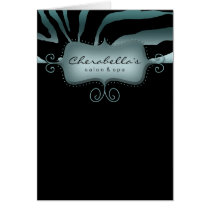 Spa Salon Brochure Greeting Card Teal Blue Zebra