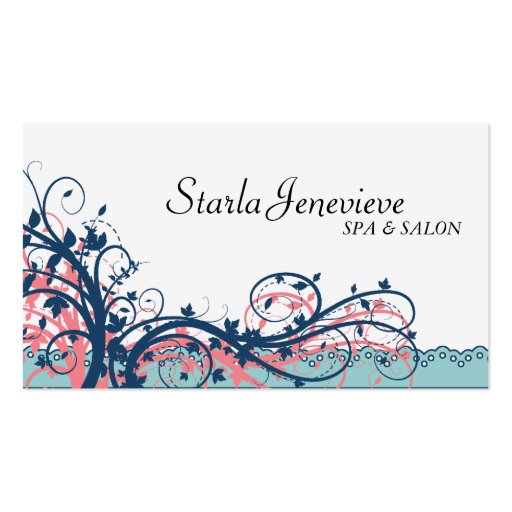 Spa & Salon Business Card - Blue Elegant Floral
