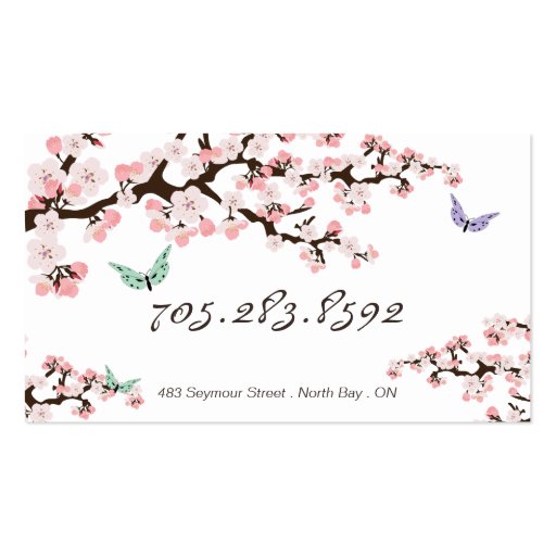 Spa & Salon Business Card - Cherry Blossoms (back side)