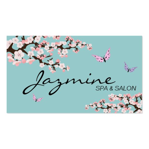 Spa & Salon Business Card - Cherry Blossoms (front side)