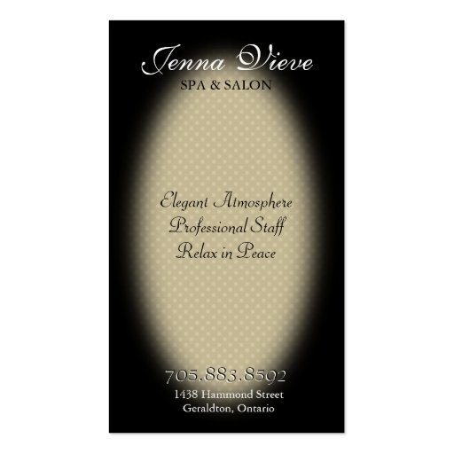 Spa & Salon Business Card Monogram Black & Gold (back side)