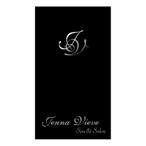 Spa & Salon Business Card Monogram Black & Silver