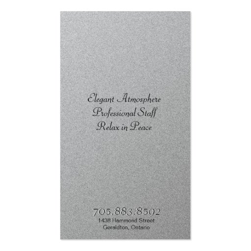 Spa & Salon Business Card Monogram Black & Silver (back side)