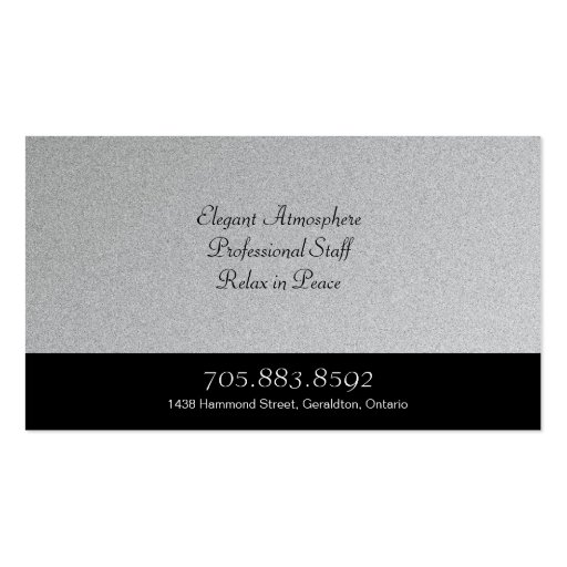 Spa & Salon Business Card Monogram Black & Silver (back side)