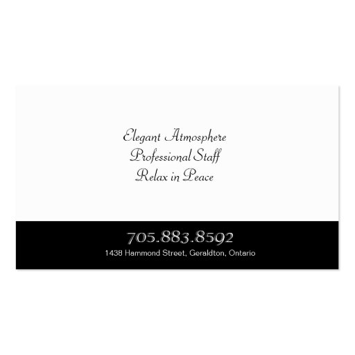 Spa & Salon Business Card Monogram Black & White (back side)