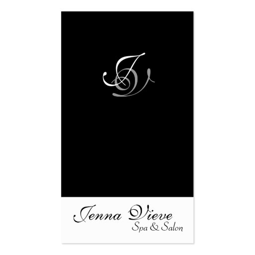 Spa & Salon Business Card Monogram Black & White (front side)