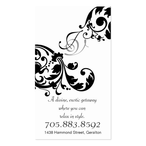 Spa & Salon Business Card Monogram Black & White (back side)