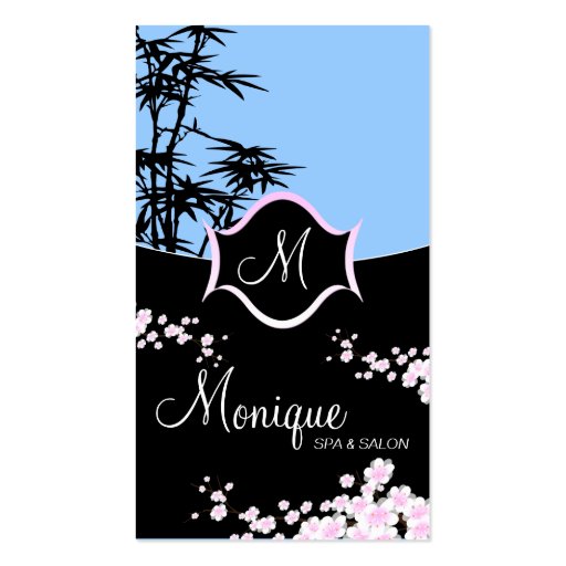 Spa & Salon Business Card - Monogram Blossoms (front side)