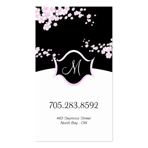 Spa & Salon Business Card - Monogram Blossoms (back side)