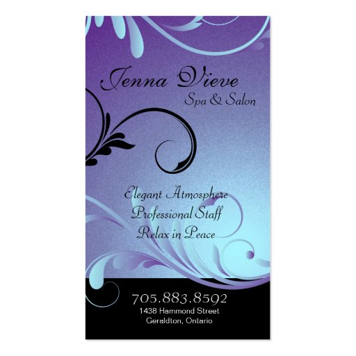 Spa & Salon Business Card Monogram Purple & Blue (back side)