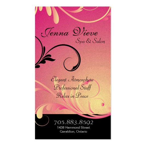 Spa & Salon Business Card Monogram Yellow and Pink (back side)