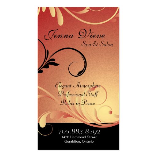 Spa & Salon Business Card Monogram Yellow and Red (back side)