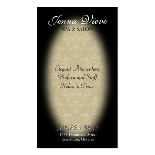 Spa & Salon Business Card nogram Black & Gold (back side)