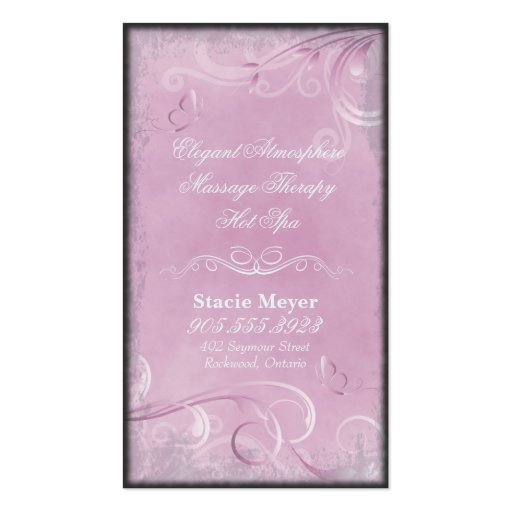 Spa Salon Business Card Vintage Swirls Butterfly (back side)