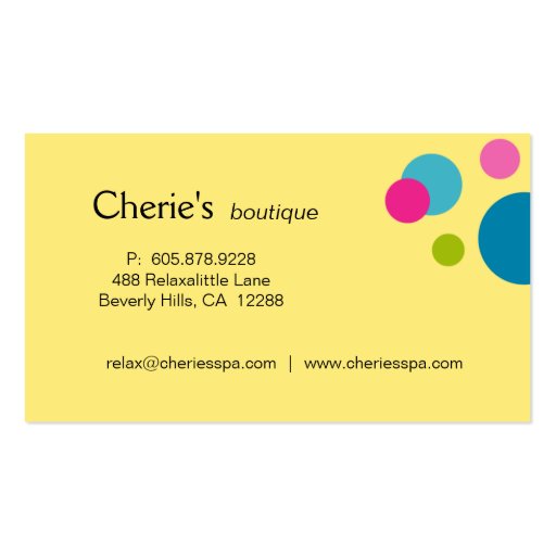 Spa - Salon Color Circles Business Card (back side)