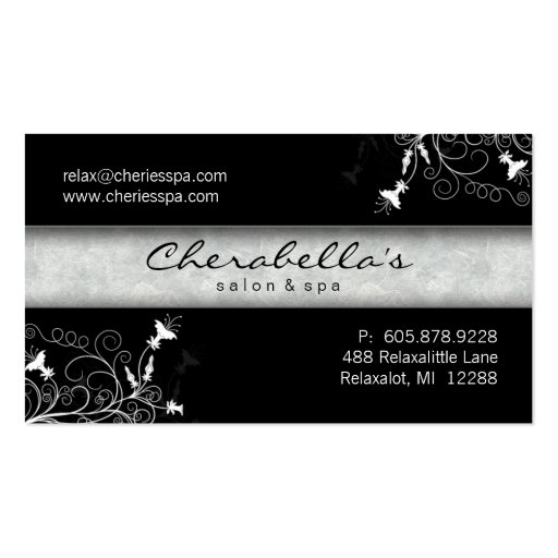 Spa - Salon Elegant Black & White Business Card (front side)