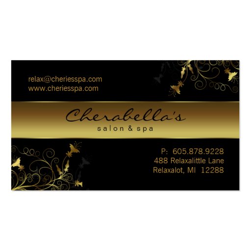 Spa - Salon Flower Elegant Gold Business Card (front side)