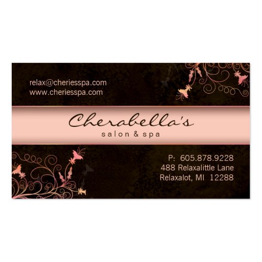 Spa - Salon Flower Elegant Peach Business Card