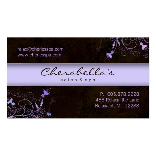 Spa - Salon Flower Elegant Purple Business Card (front side)